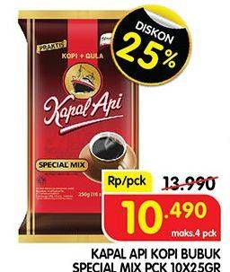 Promo Harga Kapal Api Kopi Bubuk Special Mix per 10 sachet 25 gr - Superindo