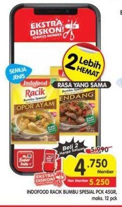 Promo Harga Indofood Bumbu Racik Special Gulai, Special Kare, Special Opor Ayam, Special Rawon, Special Rendang, Special Soto Ayam 45 gr - Superindo