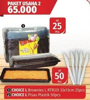 Promo Harga Paket Usaha 2: CHOICE L Brownies L RT331 33x13cm 25pcs + Pisau Plastik 50pcs  - Lotte Grosir
