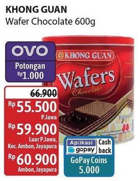 Promo Harga Khong Guan Wafers Chocolate 600 gr - Alfamidi