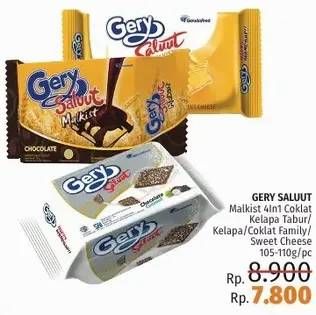 Promo Harga GERY Malkist Saluut Chocolate, Saluut Sweet Cheese, Saluut Chocolate Coconut, Saluut Coconut 105 gr - LotteMart