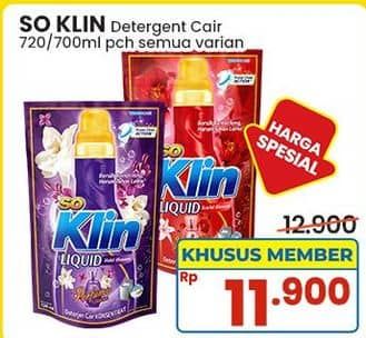 Promo Harga So Klin Liquid Detergent All Variants 700 ml - Indomaret