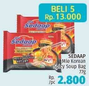 Promo Harga SEDAAP Korean Spicy Soup per 5 pcs 77 gr - LotteMart