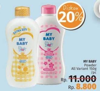 Promo Harga MY BABY Baby Powder All Variants 150 gr - LotteMart