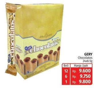 Promo Harga CHOCOLATOS Wafer Roll Cokelat per 24 pcs 8 gr - Lotte Grosir