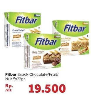Promo Harga FITBAR Makanan Ringan Sehat Choco 24 Gr, Fruits 24gr 5 pcs - Carrefour