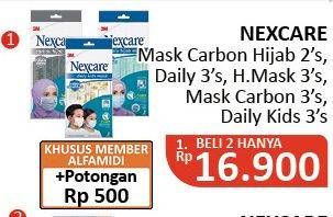 Promo Harga 3M NEXCARE Masker Carbon, Carbon Hijab, Daily, Daily Hijab 2 pcs - Alfamidi