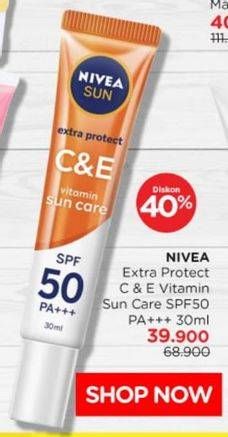 Promo Harga Nivea Sun Face Serum SPF50+ CE 30 ml - Watsons