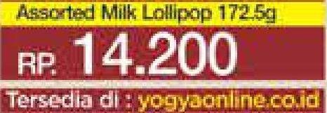 Promo Harga MILKITA Milk Lollipop Assorted 172 gr - Yogya