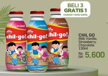 Promo Harga Morinaga Chil Go UHT Vanila, Stroberi, Cokelat 130 ml - LotteMart