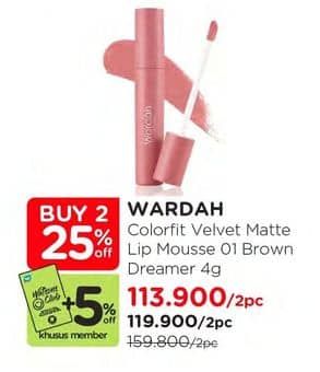 Promo Harga Wardah Colorfit Velvet Matte Lip Mousse 01 4 gr - Watsons