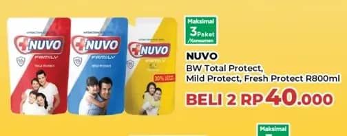 Promo Harga Nuvo Body Wash Total Protect, Mild Protect, Fresh Protect 800 ml - Yogya