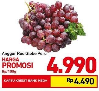 Promo Harga Anggur Red Globe Peru per 100 gr - Carrefour