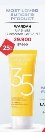 Promo Harga Wardah UV Shield Essential Sunscreen Gel SPF 30 PA+++ 35 ml - Watsons