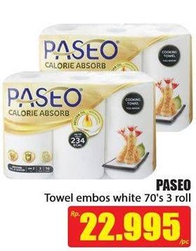 Promo Harga PASEO Kitchen Towel White Emboss 3 roll - Hari Hari