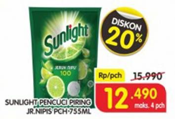 Promo Harga SUNLIGHT Pencuci Piring Jeruk Nipis 100 755 ml - Superindo