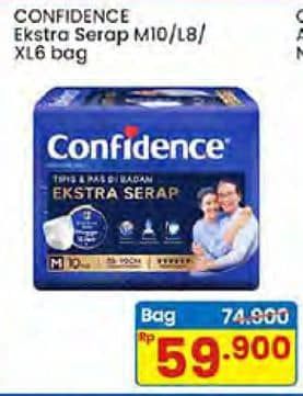 Promo Harga Confidence Adult Pants Slim & Fit Extra Absorb L8, M10, XL6 6 pcs - Indomaret