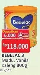 Promo Harga BEBELAC 3 Susu Pertumbuhan Vanila, Madu 800 gr - Alfamart