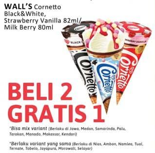 Promo Harga Walls Cornetto Black White, Strawberry Vanilla, Crunchy Milky Berry 80 ml - Alfamidi