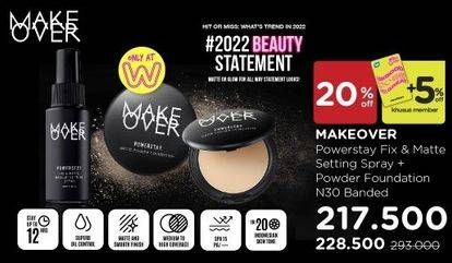 Promo Harga MAKE OVER Powerstay Fix & Matte Makeup Setting Spray/MAKE OVER Power Stay Matte Powder Foundation  - Watsons