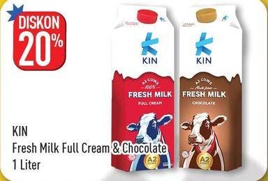 Promo Harga KIN Fresh Milk Full Cream, Chocolate 1 ltr - Hypermart