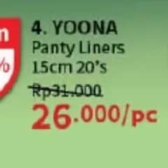Promo Harga Yoona Pantyliner Organik 15cm 20 pcs - Guardian