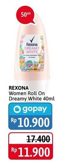 Promo Harga REXONA Deo Roll On Dreamy White 40 ml - Alfamidi