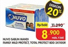 Promo Harga NUVO Family Bar Soap Mild Protect, Total Protect per 3 pcs 110 gr - Superindo