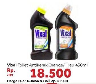Promo Harga VIXAL Cairan Pembersih Toilet Anti Kerak Orange, Hijau 450 ml - Carrefour
