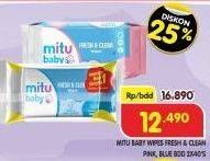 Promo Harga MITU Baby Wipes Fresh & Clean Pink Blooming Cherry, Blue Blossom Berry 10 pcs - Superindo