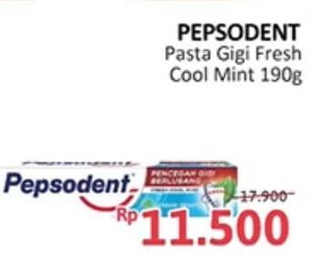Promo Harga Pepsodent Pasta Gigi Pencegah Gigi Berlubang Fresh Cool Mint 190 gr - Alfamidi