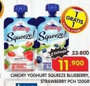 Promo Harga Cimory Squeeze Yogurt Blueberry, Strawberry 120 gr - Superindo