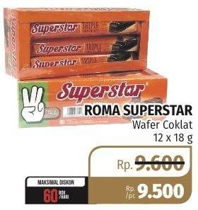 Promo Harga ROMA Superstar Wafer Coklat 12 pcs - Lotte Grosir