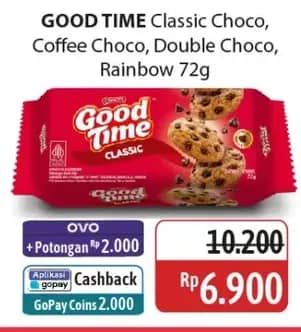 Promo Harga Good Time Cookies Chocochips Classic, Coffee, Double Choc, Rainbow Chocochip 72 gr - Alfamidi