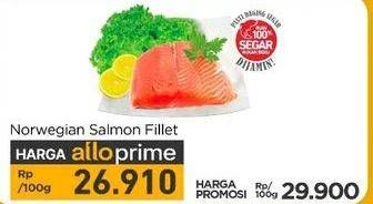 Promo Harga Salmon Fillet Norwegia per 100 gr - Carrefour