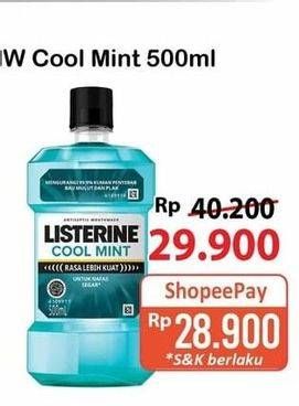 Promo Harga Listerine Mouthwash Antiseptic Cool Mint 500 ml - Alfamart