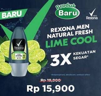 Promo Harga REXONA Men Deo Roll On Natural Fresh Lime Cool 45 ml - Indomaret