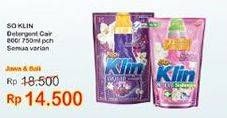 Promo Harga SO KLIN Liquid Detergent + Anti Bacterial Violet Blossom, + Softergent Pink 750 ml - Indomaret