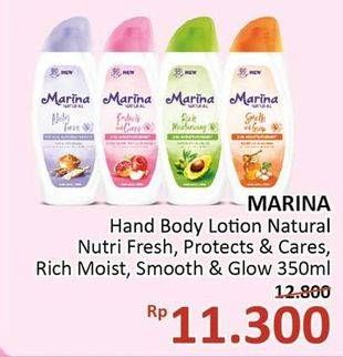 Promo Harga MARINA Hand Body Lotion Nutri Fresh, Protects Cares, Rich Moisturizing, Smooth Glow 350 ml - Alfamidi