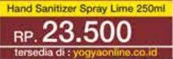 Promo Harga Bagus Hand Sanitizer Spray Lime 250 ml - Yogya