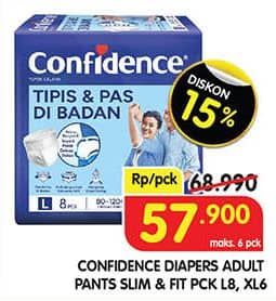 Promo Harga Confidence Adult Pants Tipis & Pas Di Badan L8, XL6 6 pcs - Superindo