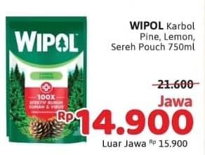 Promo Harga Wipol Karbol Wangi Cemara, Lemon, Sereh Jeruk 750 ml - Alfamidi