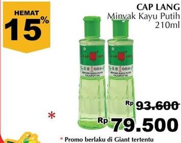 Promo Harga CAP LANG Minyak Kayu Putih 210 ml - Giant
