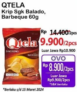 Promo Harga Qtela Keripik Singkong Barbeque, Balado 60 gr - Alfamart