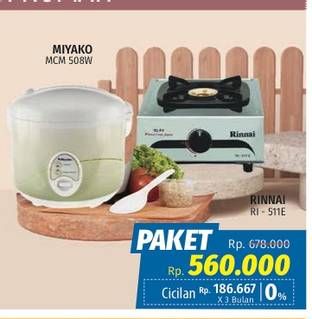 Promo Harga Paket MIYAKO MCM 508W + RINNAI RI-511E  - LotteMart