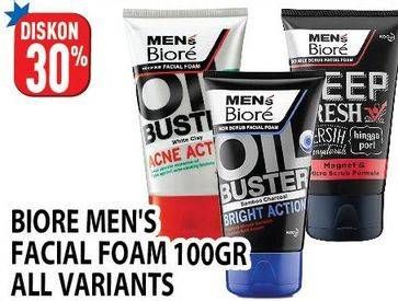 Promo Harga BIORE MENS Facial Foam All Variants 100 gr - Hypermart