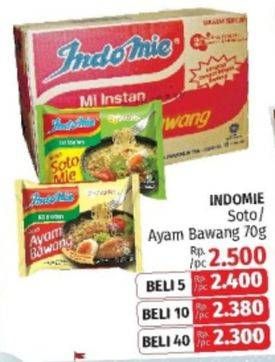 Promo Harga INDOMIE Mi Kuah Ayam Bawang, Soto Mie 70 gr - LotteMart