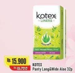 Promo Harga Kotex Fresh Liners Longer & Wider Scented Aloevera 32 pcs - Alfamart