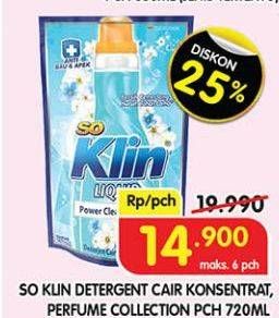 Promo Harga So Klin Liquid Detergent + Anti Bacterial Red Perfume Collection 750 ml - Superindo