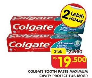 Promo Harga COLGATE Toothpaste Maximum Cavity Protection per 2 pcs 180 gr - Superindo